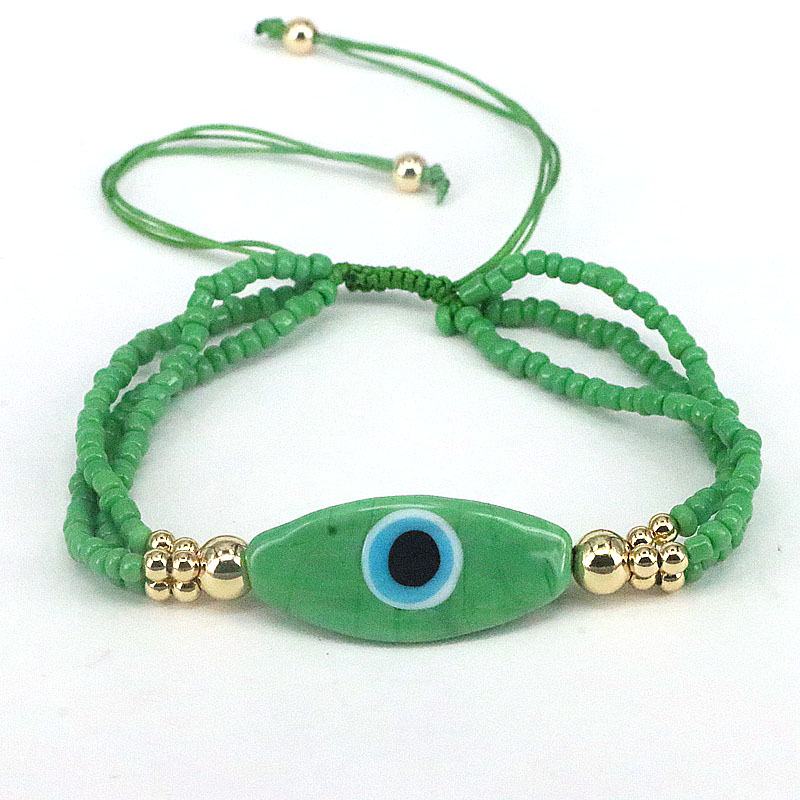 Ethnic Style Devil's Eye Beaded Glass Copper Irregular Layered Women's Bracelets 1 Piece display picture 9