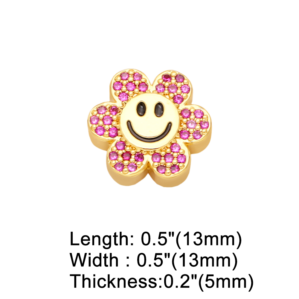 1 Piece Copper Zircon Smiley Face Flower display picture 3