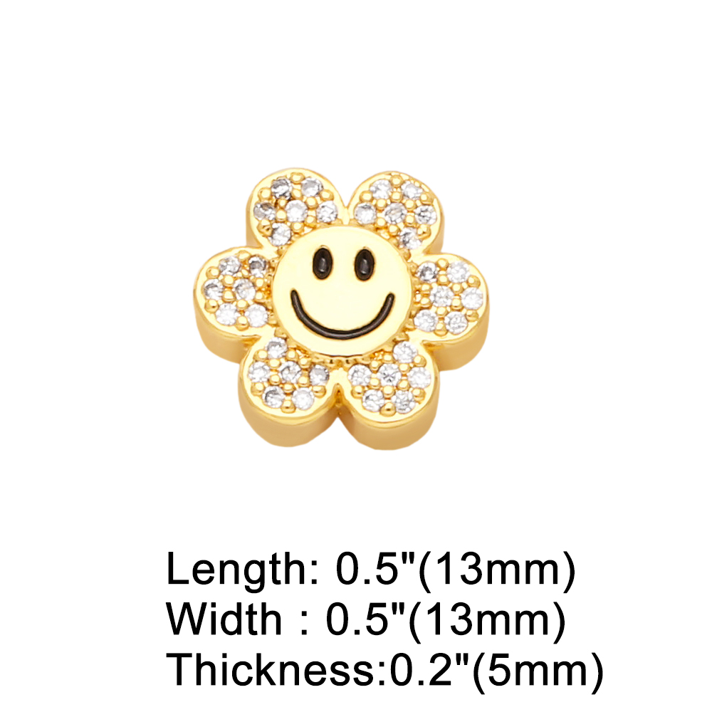 1 Piece Copper Zircon Smiley Face Flower display picture 6