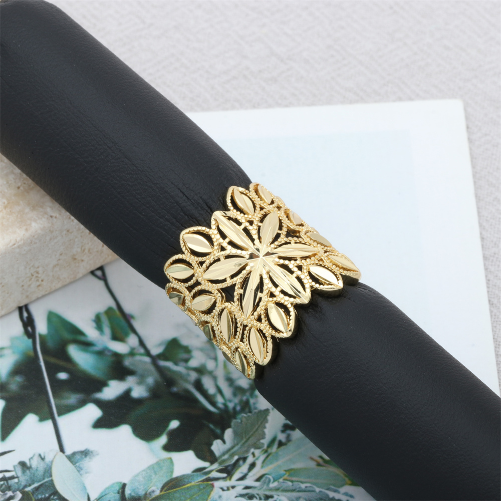 Fashion Snowflake Copper Gold Plated Open Ring 1 Piece display picture 8