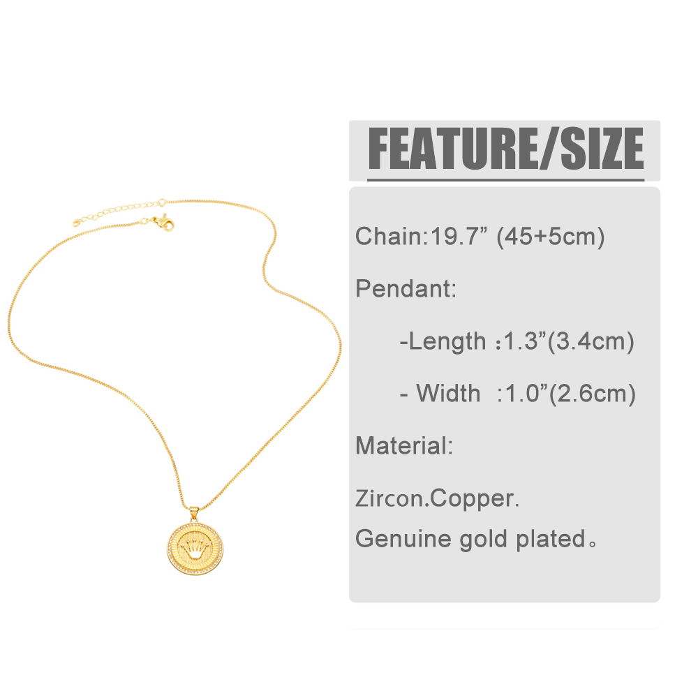 Simple Style Round Crown Copper Gold Plated Zircon Pendant Necklace 1 Piece display picture 1