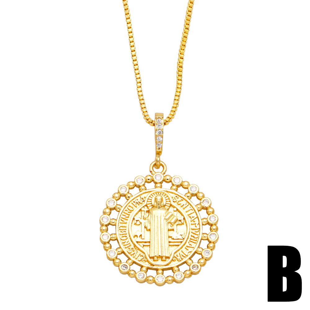 Style Simple Rond Couronne Le Cuivre Plaqué Or Zircon Pendentif 1 Pièce display picture 4