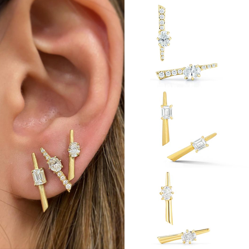 Fashion Solid Color Copper Gold Plated Inlay Zircon Ear Studs 1 Pair display picture 11