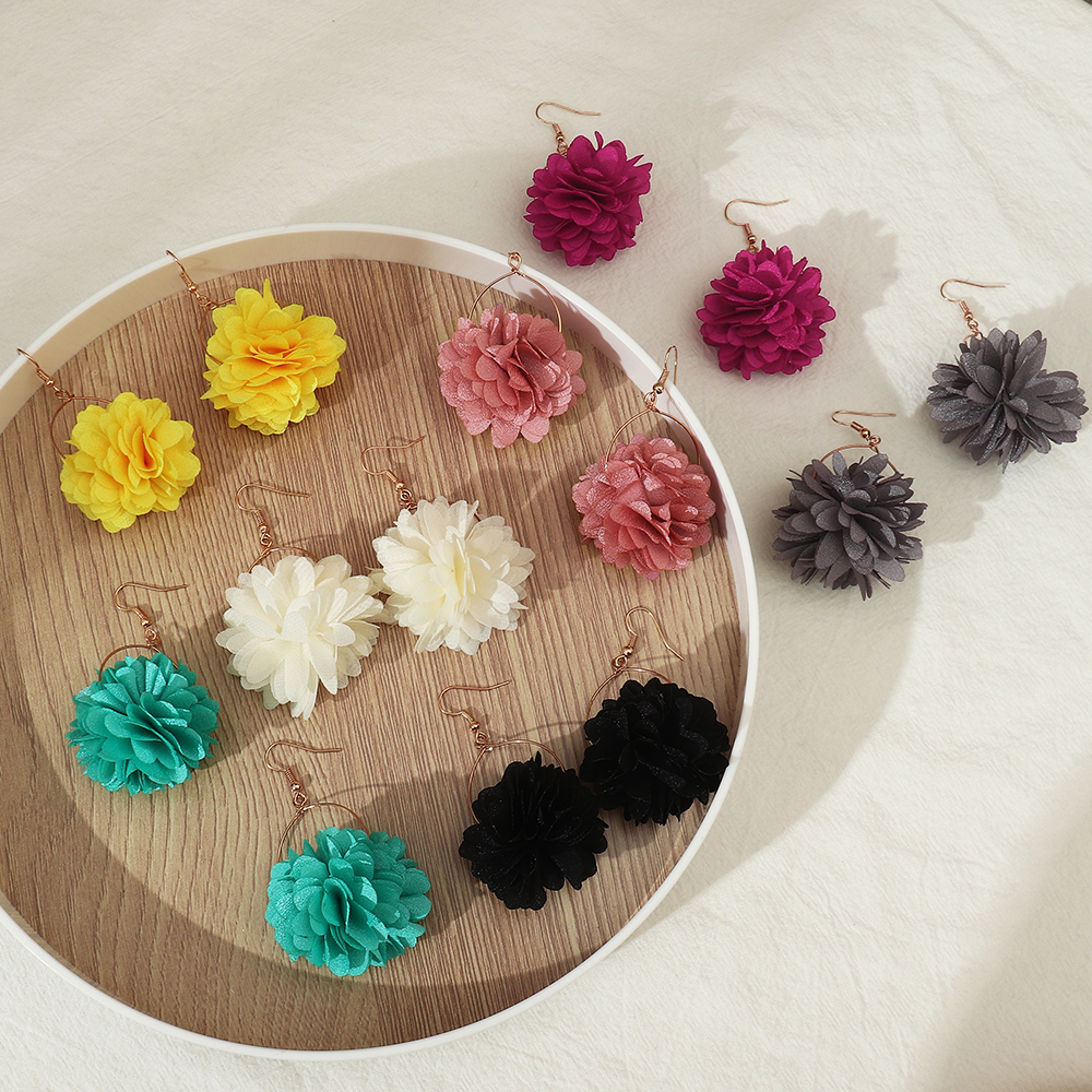 Fashion Flower Cloth Women's Drop Earrings 1 Pair display picture 4