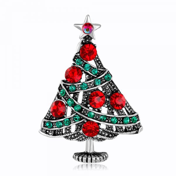 Moda Gorro Navideño Árbol De Navidad Papá Noel Aleación Embutido Diamantes De Imitación Mujeres Broches 1 Pieza display picture 5