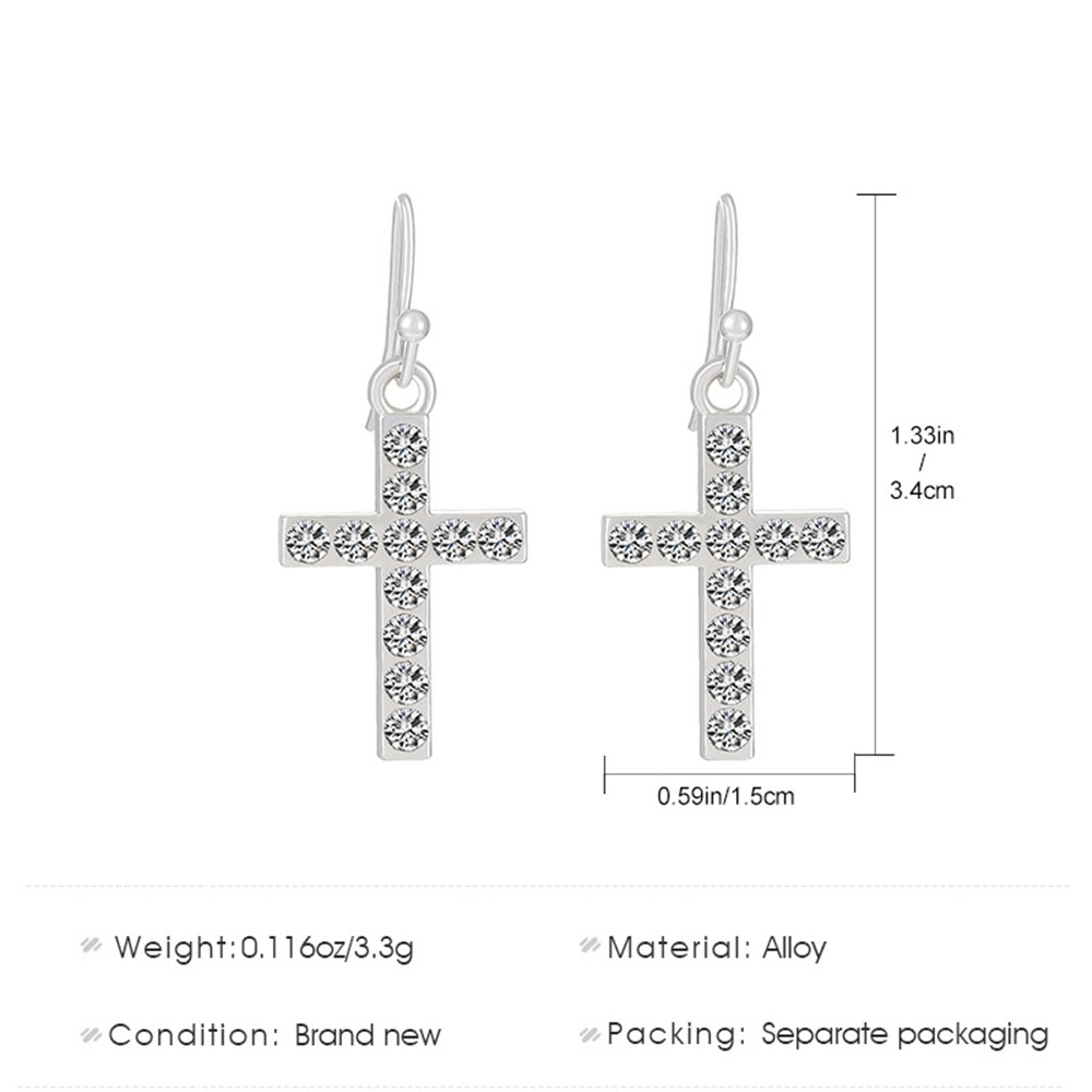 Fashion Cross Heart Shape Copper Plating Artificial Diamond Earrings 1 Pair display picture 3