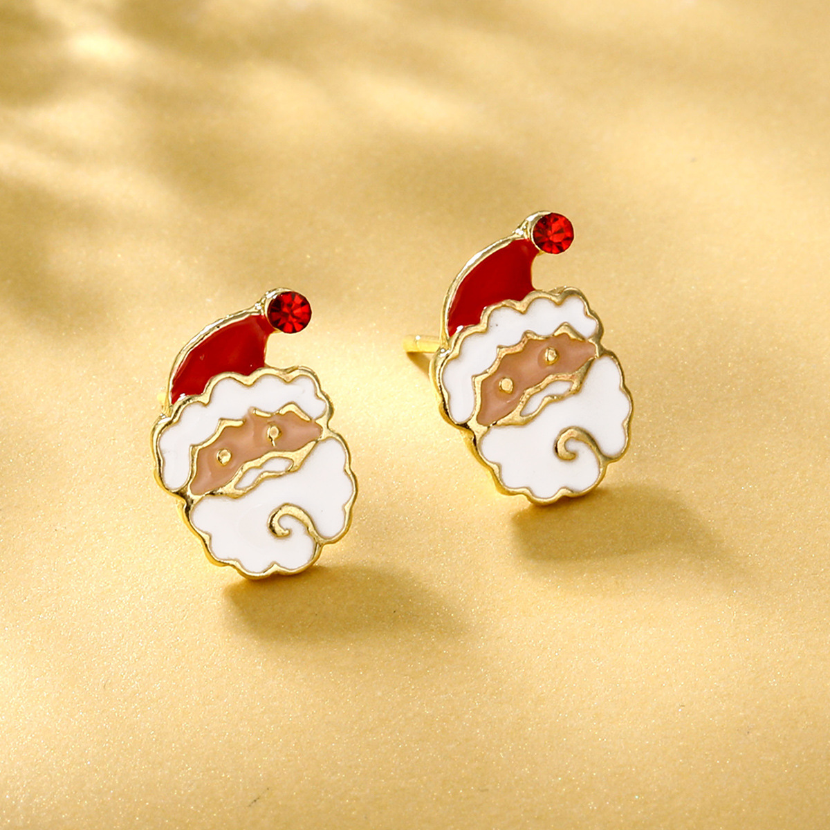 1 Pair Cute Christmas Tree Santa Claus Snowflake Inlay Alloy Rhinestones Ear Studs display picture 6