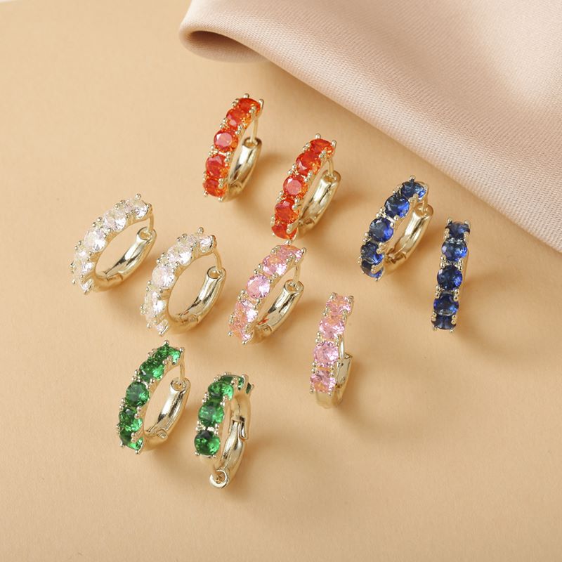 Style Simple Géométrique Le Cuivre Plaqué Or Zircon Boucles D'oreilles Cerceau 1 Paire display picture 1