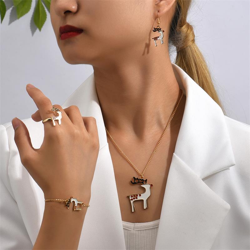 Cute Cartoon Alloy Stoving Varnish Women's Rings Earrings Necklace 1 Set display picture 6