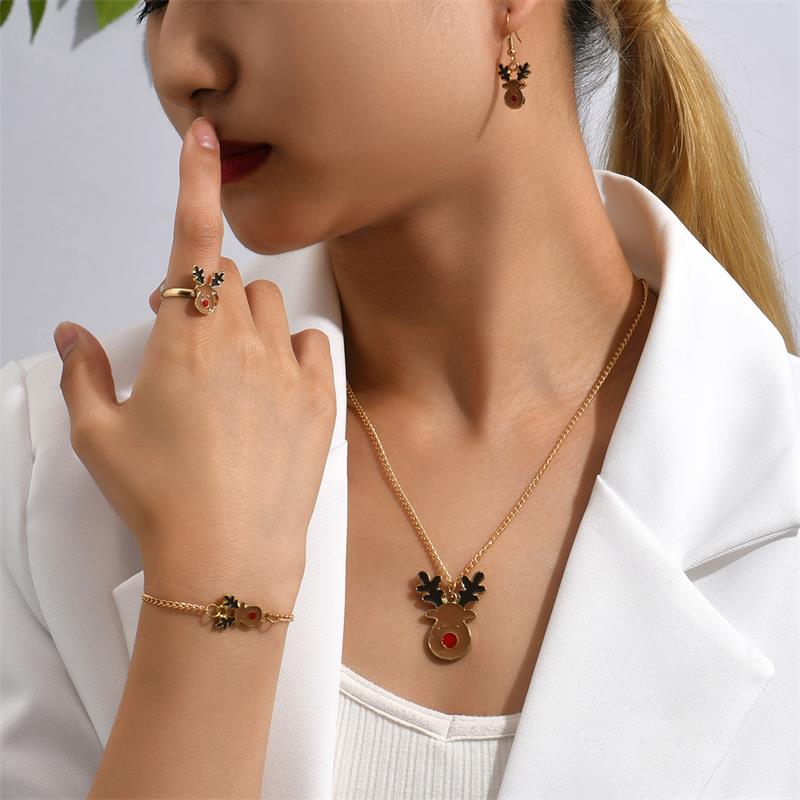 Cute Cartoon Alloy Stoving Varnish Women's Rings Earrings Necklace 1 Set display picture 25