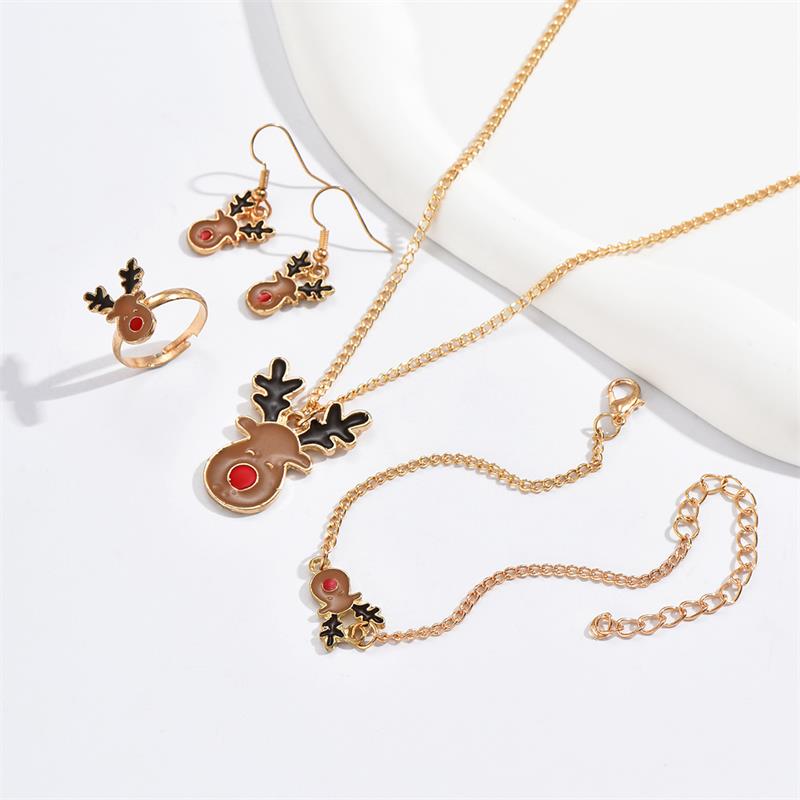 Cute Cartoon Alloy Stoving Varnish Women's Rings Earrings Necklace 1 Set display picture 26