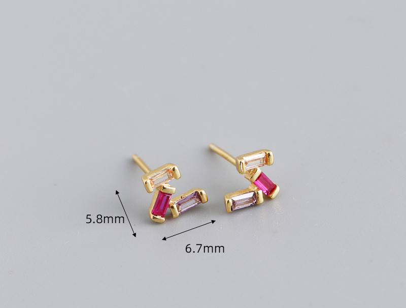 Simple Style Geometric Sterling Silver Inlaid Zircon Ear Studs 1 Pair display picture 5