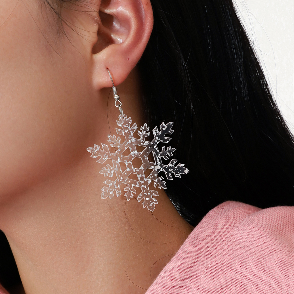 1 Pair Sweet Snowflake Arylic Drop Earrings display picture 5