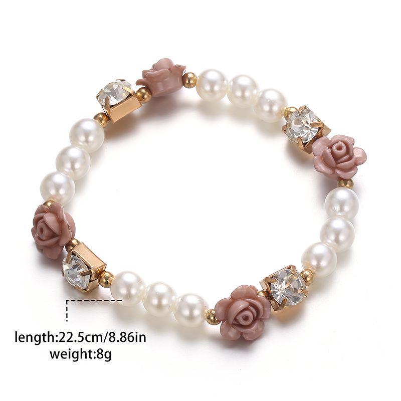 Simple Style Flower Arylic Pearl Inlay Zircon Women's Bracelets 1 Piece display picture 1