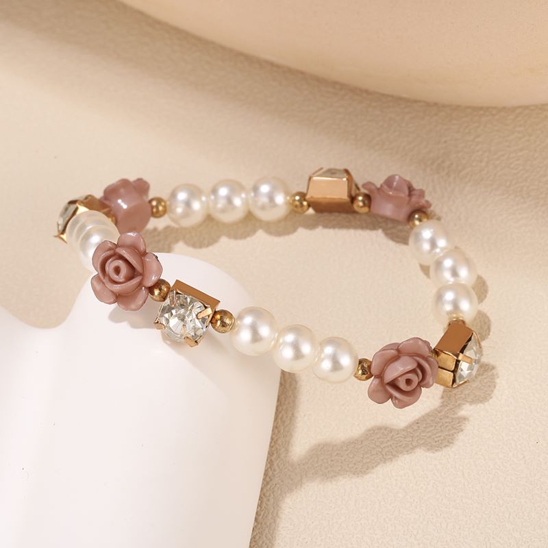 Simple Style Flower Arylic Pearl Inlay Zircon Women's Bracelets 1 Piece display picture 5