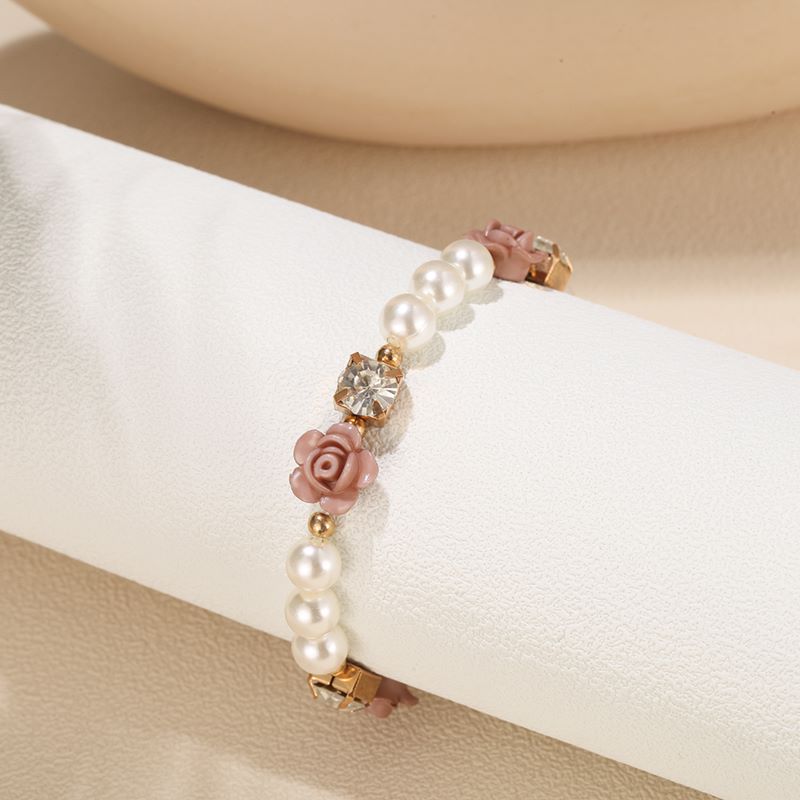 Simple Style Flower Arylic Pearl Inlay Zircon Women's Bracelets 1 Piece display picture 2