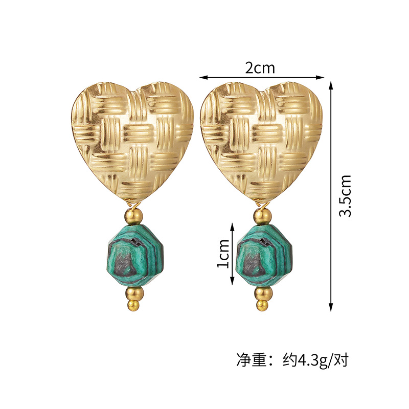 Retro Heart Shape Stainless Steel Plating Drop Earrings 1 Pair display picture 9