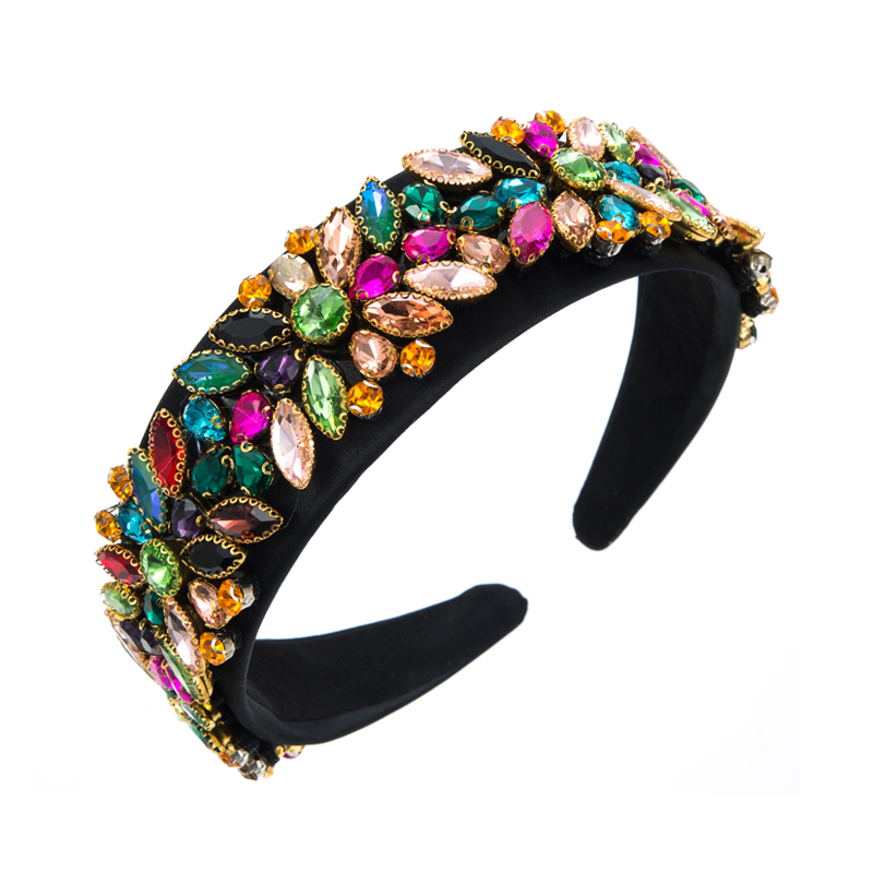 Vintage Style Flower Cloth Inlay Rhinestones Hair Band 1 Piece display picture 11