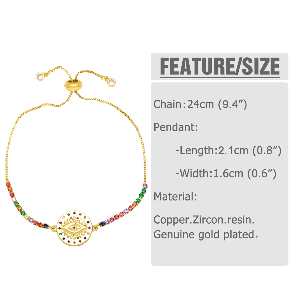 Fashion Universe Devil's Eye Tree Copper Gold Plated Zircon Bracelets 1 Piece display picture 1