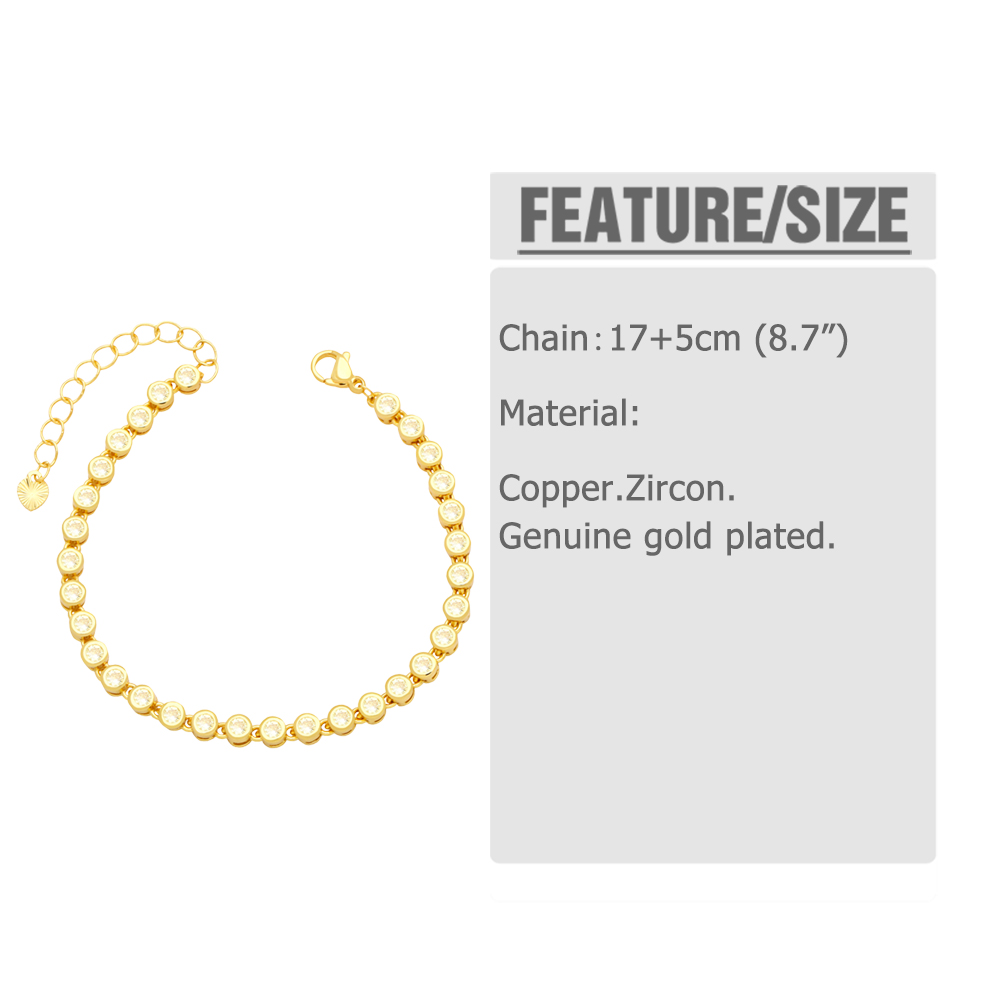 Simple Style Round Copper Gold Plated Zircon Bracelets 1 Piece display picture 1