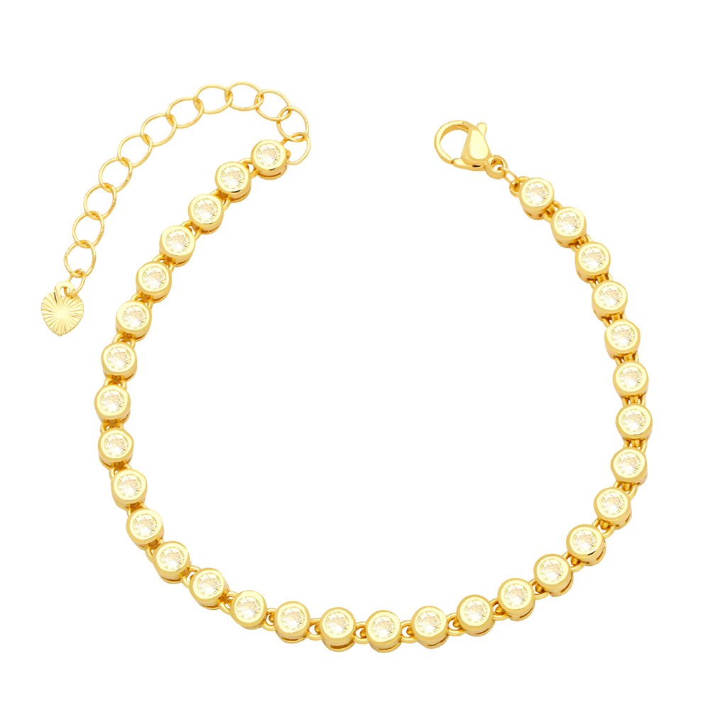 Simple Style Round Copper Gold Plated Zircon Bracelets 1 Piece display picture 4