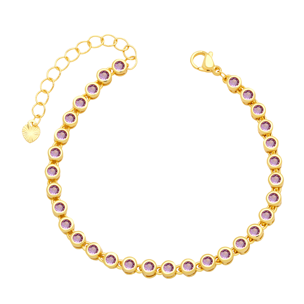 Estilo Simple Redondo Cobre Chapado En Oro Zirconia Pulseras 1 Pieza display picture 6