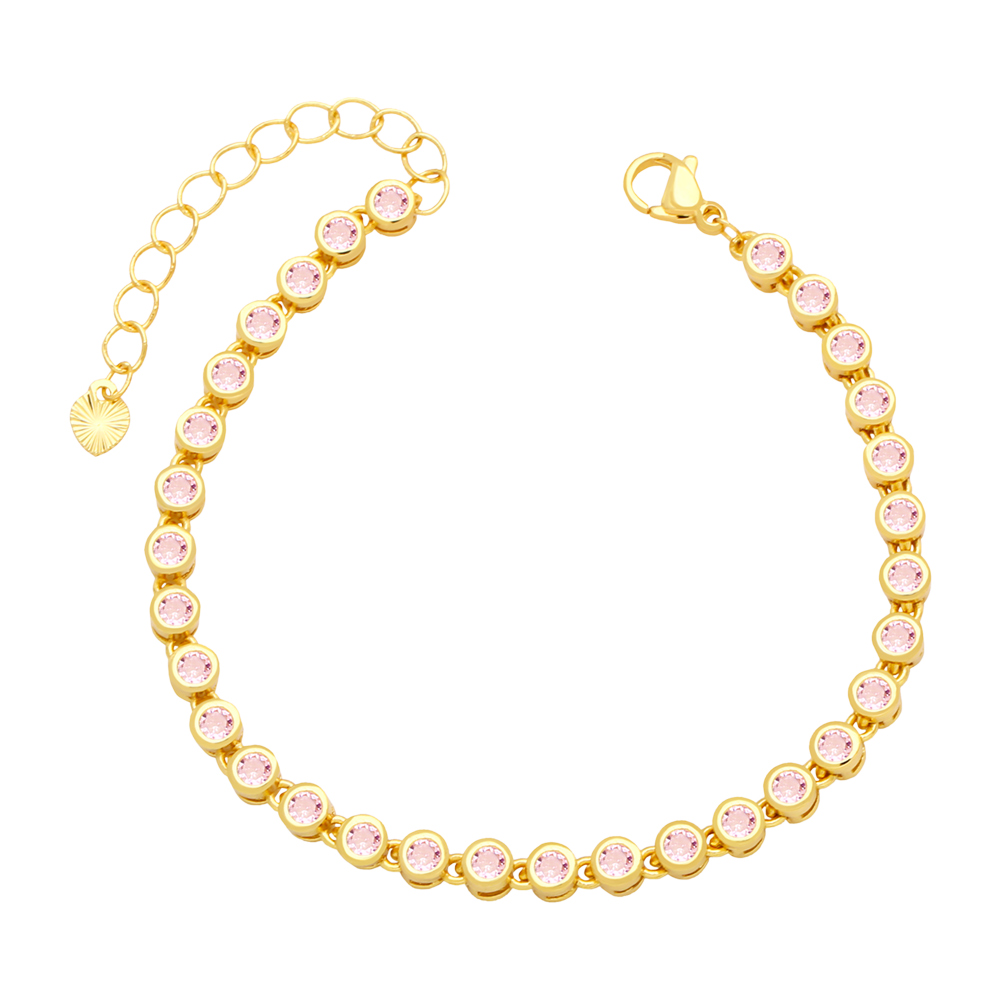 Simple Style Round Copper Gold Plated Zircon Bracelets 1 Piece display picture 11