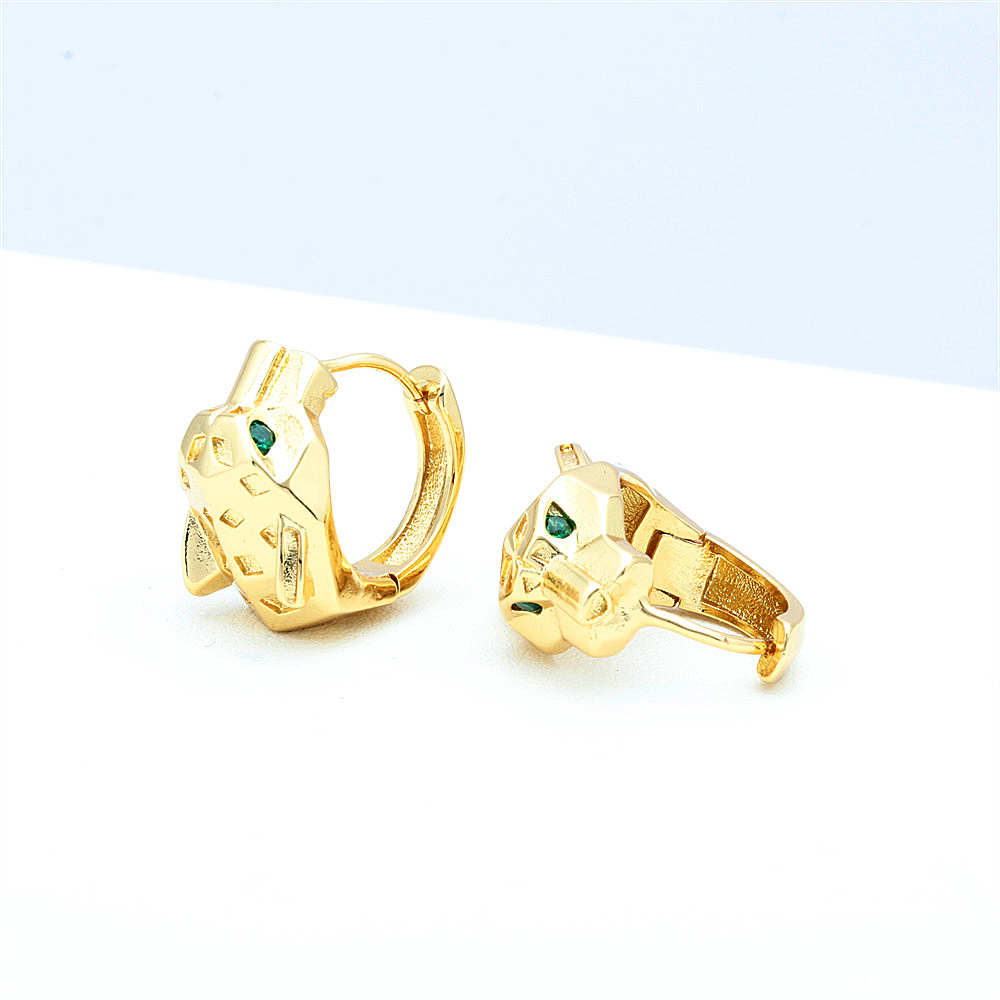 Fashion Animal Leopard Copper Gold Plated Zircon Hoop Earrings 1 Pair display picture 8