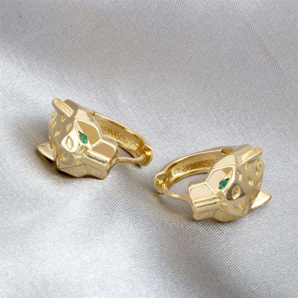 Fashion Animal Leopard Copper Gold Plated Zircon Hoop Earrings 1 Pair display picture 9