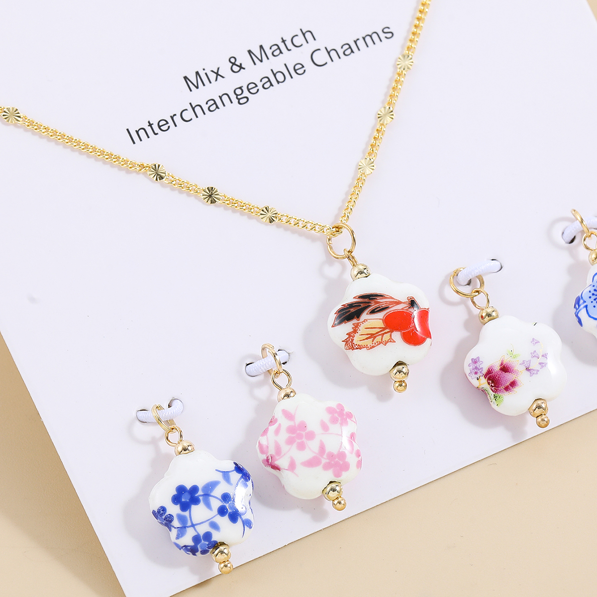 Chinoiserie Flower Alloy Plating Women's Pendant Necklace 1 Set display picture 1