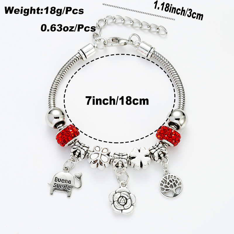 Wholesale Jewelry Fashion Tree Petal Elephant Alloy Zircon White Gold Plated Plating Bracelets display picture 1