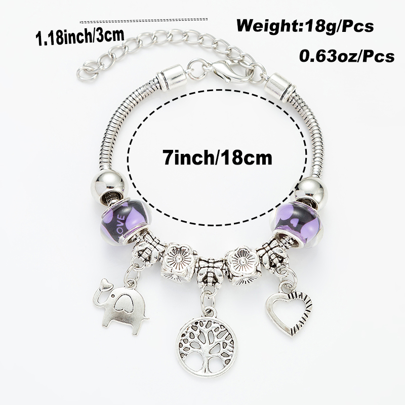 Wholesale Jewelry Fashion Tree Heart Shape Elephant Alloy Zircon White Gold Plated Plating Bracelets display picture 1