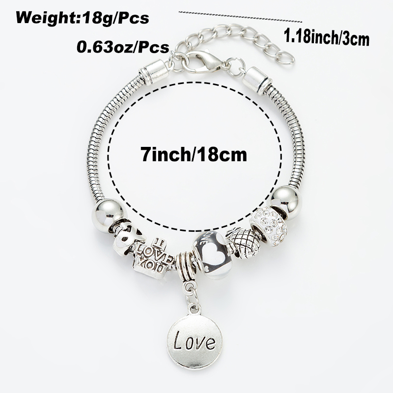 Wholesale Jewelry Sweet Love Alloy Glass Zircon White Gold Plated Plating Bracelets display picture 1