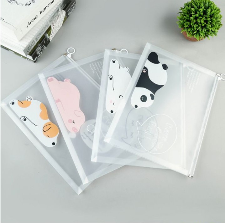 Three-dimensional Zipper Cartoon Pattern Waterproof Thickened A4 Plastic Transparent File Bag display picture 1