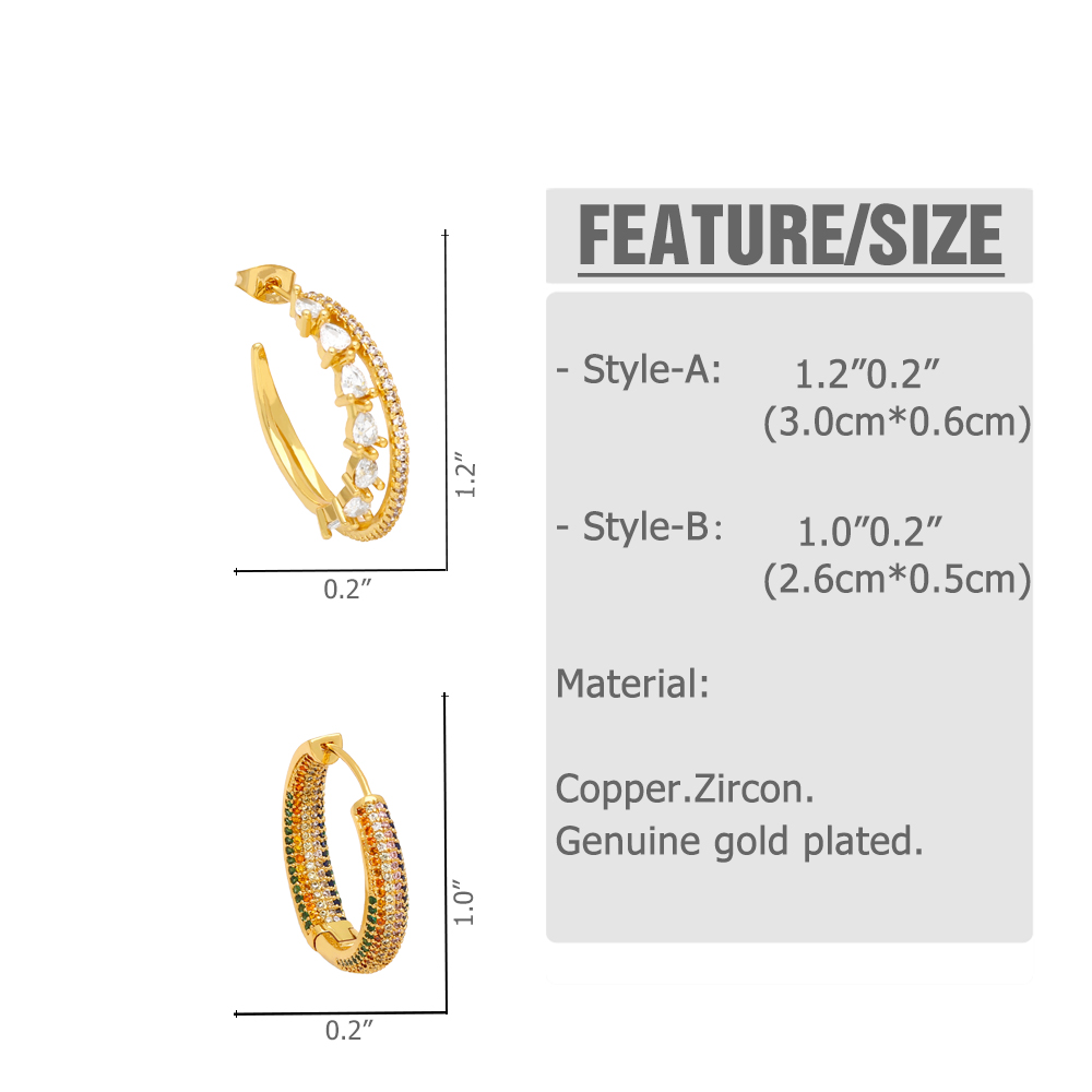 Fashion Geometric Copper Gold Plated Zircon Hoop Earrings 1 Pair display picture 1