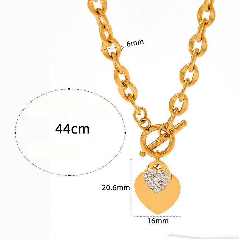 Mode Forme De Cœur Acier Inoxydable Acier Au Titane Placage Incruster Zircon Bracelets Des Boucles D'oreilles Collier display picture 4