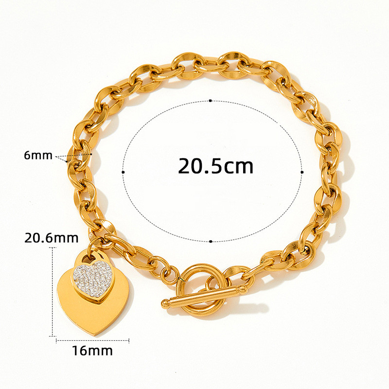 Fashion Heart Shape Stainless Steel Titanium Steel Plating Inlay Zircon Bracelets Earrings Necklace display picture 5