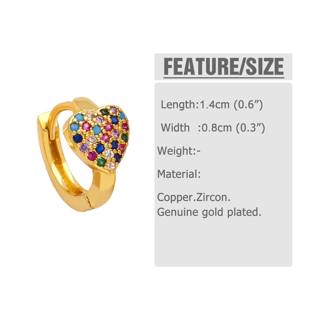Fashion Heart Shape Copper Gold Plated Zircon Hoop Earrings 1 Pair display picture 1