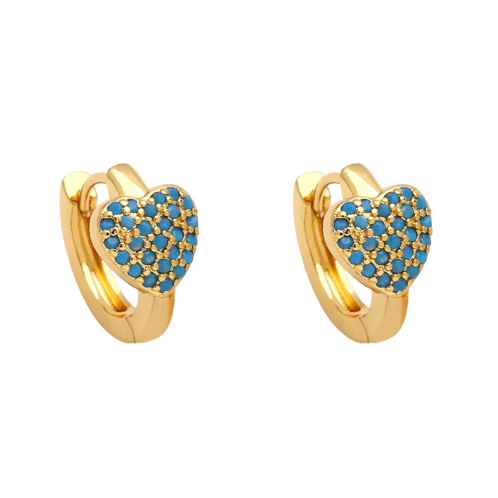 Mode Herzform Kupfer Vergoldet Zirkon Reif Ohrringe 1 Paar display picture 5