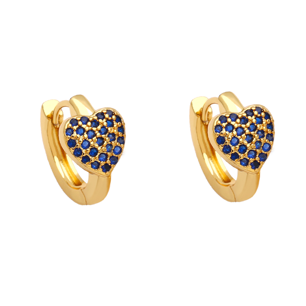 Mode Herzform Kupfer Vergoldet Zirkon Reif Ohrringe 1 Paar display picture 6