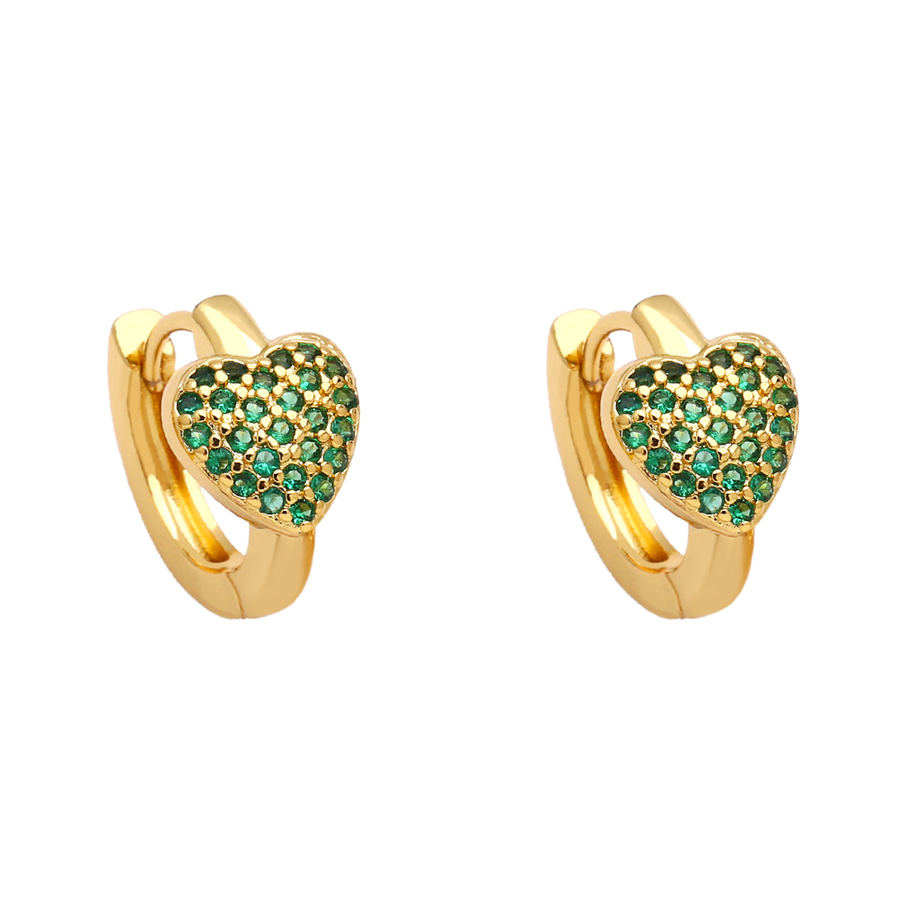 Mode Herzform Kupfer Vergoldet Zirkon Reif Ohrringe 1 Paar display picture 7