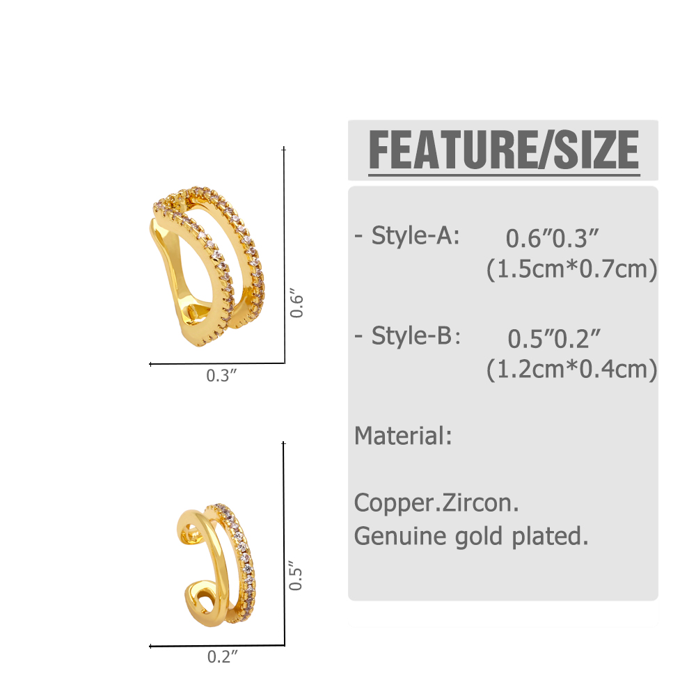 Simple Style Geometric Copper Gold Plated Zircon Ear Clips 1 Pair display picture 1