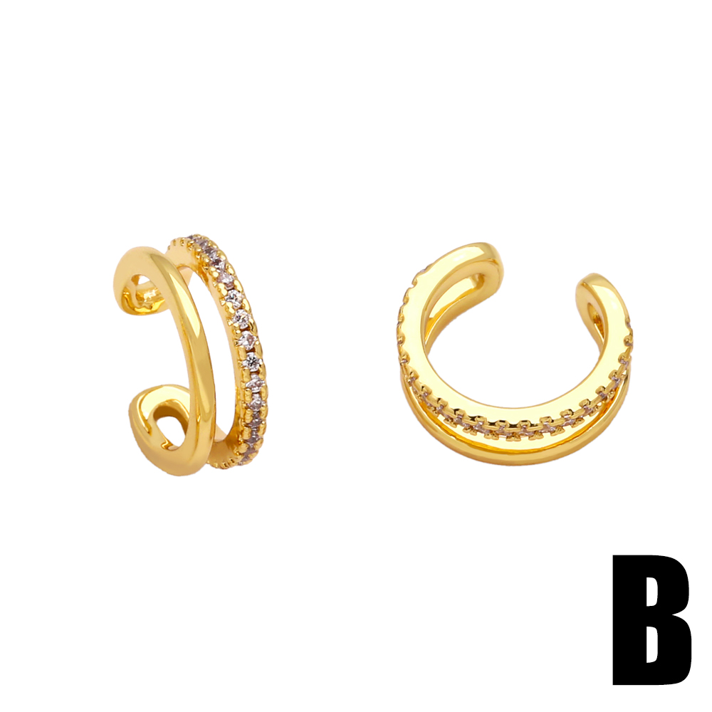 Simple Style Geometric Copper Gold Plated Zircon Ear Clips 1 Pair display picture 3