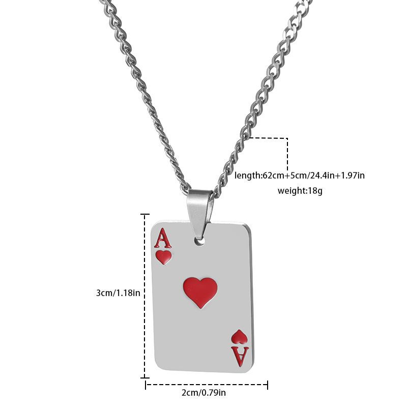 Hip-hop Poker Stainless Steel Plating Pendant Necklace 1 Piece display picture 1