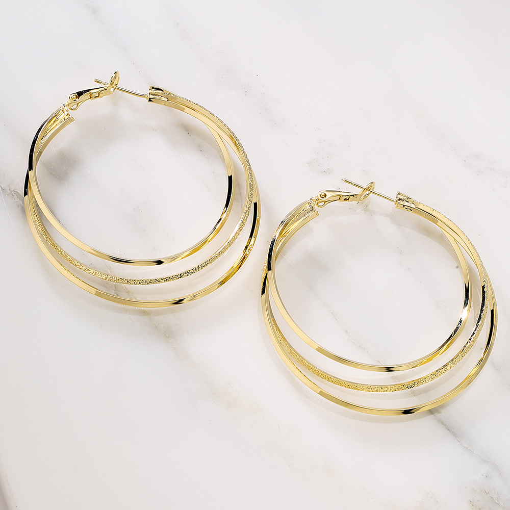 Fashion Circle Copper Gold Plated Hoop Earrings 1 Pair display picture 3