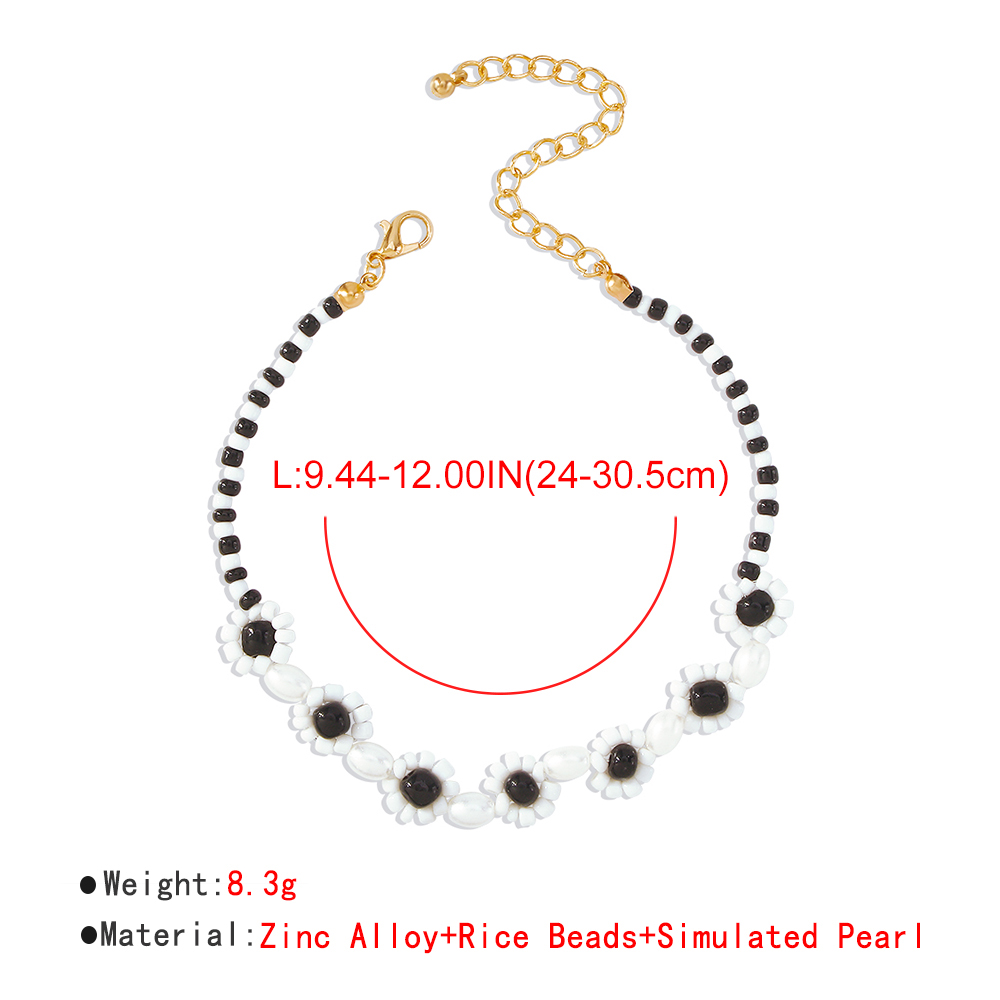 Bohemian Flower Alloy Seed Bead Beaded Braid Women's Anklet display picture 1