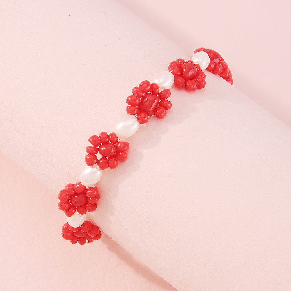 Bohemian Flower Alloy Seed Bead Beaded Braid Women's Anklet display picture 7