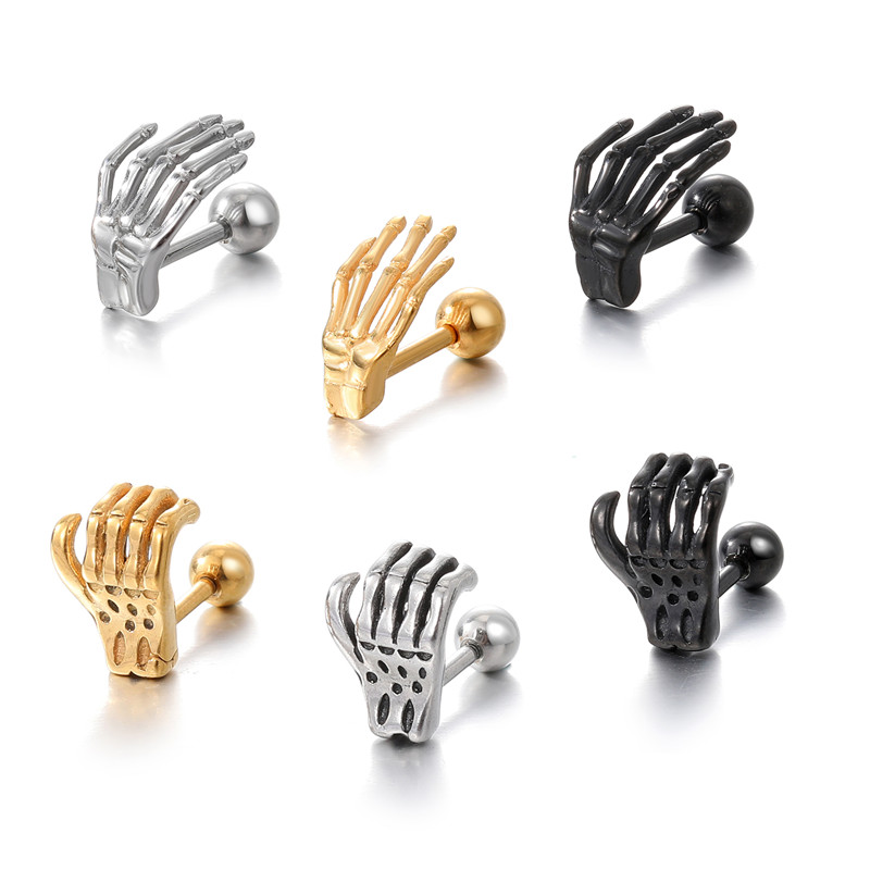 Punk Hand Stainless Steel Plating Ear Studs 1 Piece display picture 9