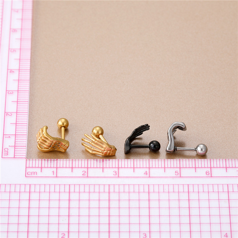 Punk Hand Stainless Steel Plating Ear Studs 1 Piece display picture 10