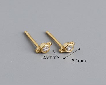 Simple Style Round Sterling Silver Inlay Zircon Ear Studs 1 Pair display picture 6